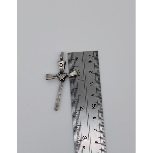 Vintage Pewter Cross Pendants Religious Christian Faith Jewelry 2" No Chain - Picture 4 of 4